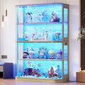 47.2 Glass-Door 4-Tier Display Cabinet with LED Lights, Touch-Open Doors, and Human Body Sensor for Collectibles and Artwork