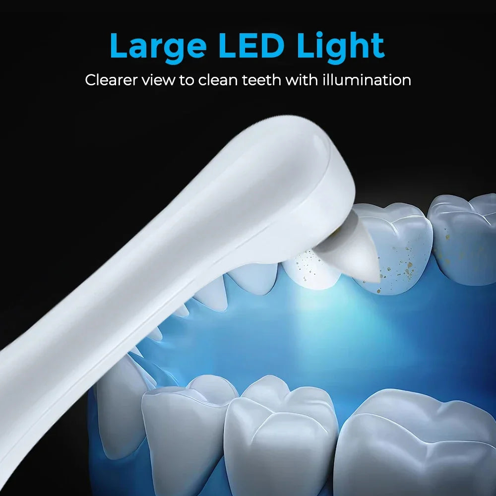 Electric Tooth Polisher Teeth Whitening Cleaner  6 Brush Heads LED Light Plaque Dental Tartar Remover Plaque Teeth Cleaning Set