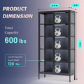 71 High Glass Curio Cabinet with 5 Shelves, LED Sensor Lights, Ideal for Living and Bedroom Display