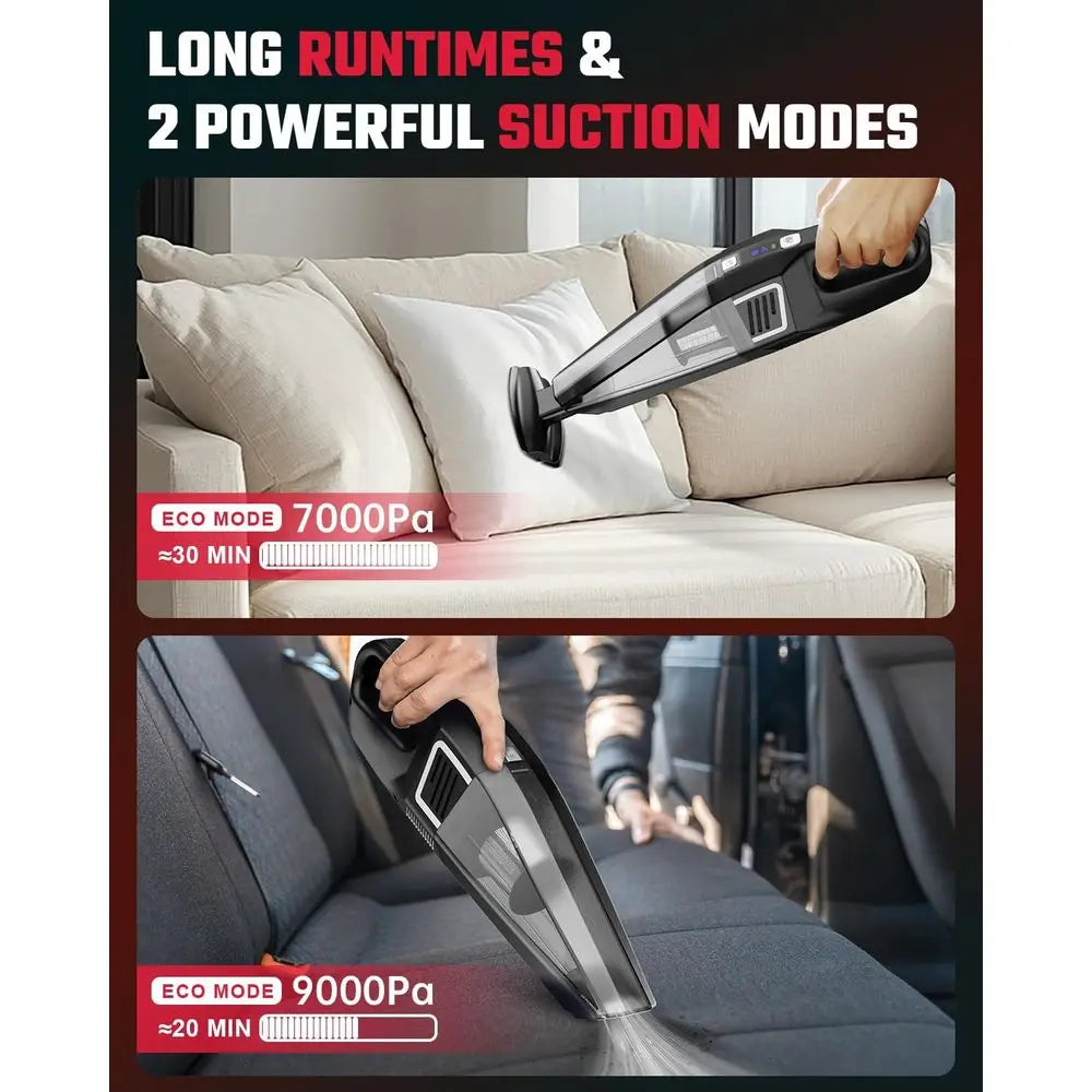 Handheld Vacuum, 9000PA Suction, 2 Suction Modes, Type-C Charging, Lightweight, Portable Car & Home Pet Office Cleaner