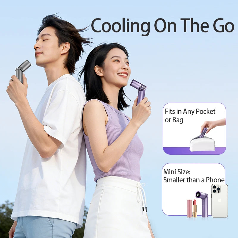 Mini Cooling Fans, Portable Lipstick Size Neck Hanging Fan, Easy To Carry USB Rechargeable Ice Compress Digital Display Handheld