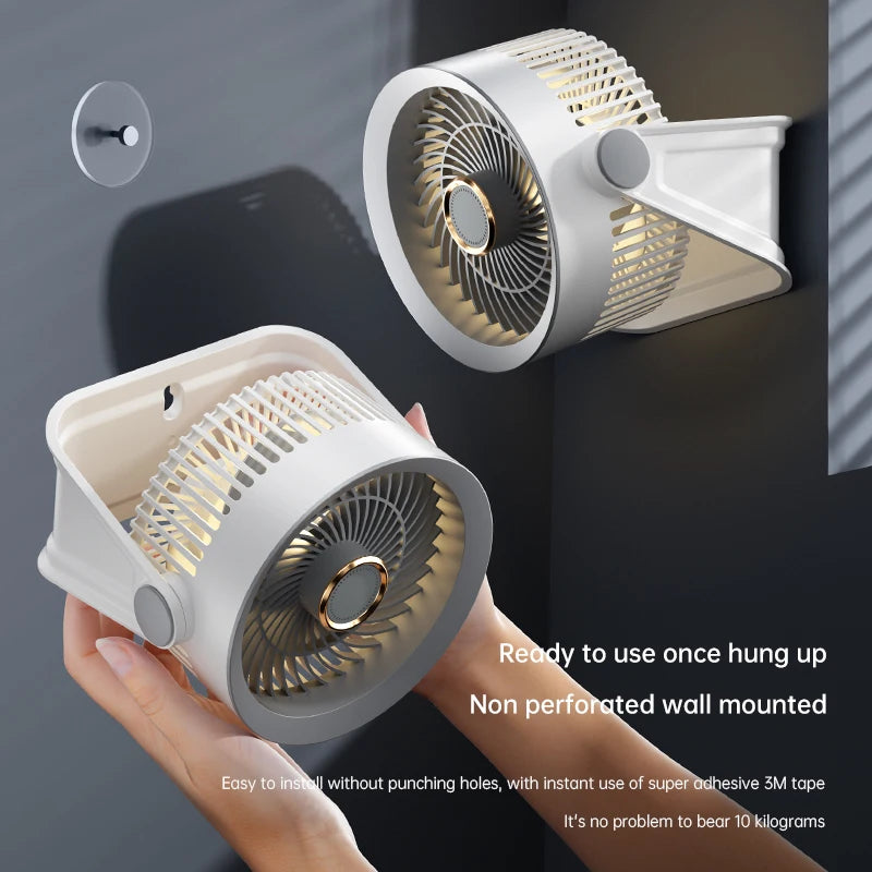 Desktop Fan Air Circulation Fan USB Rechargeable Outdoor Camping Portable Wall Mounted Small High Wind Fan For Student Home Use
