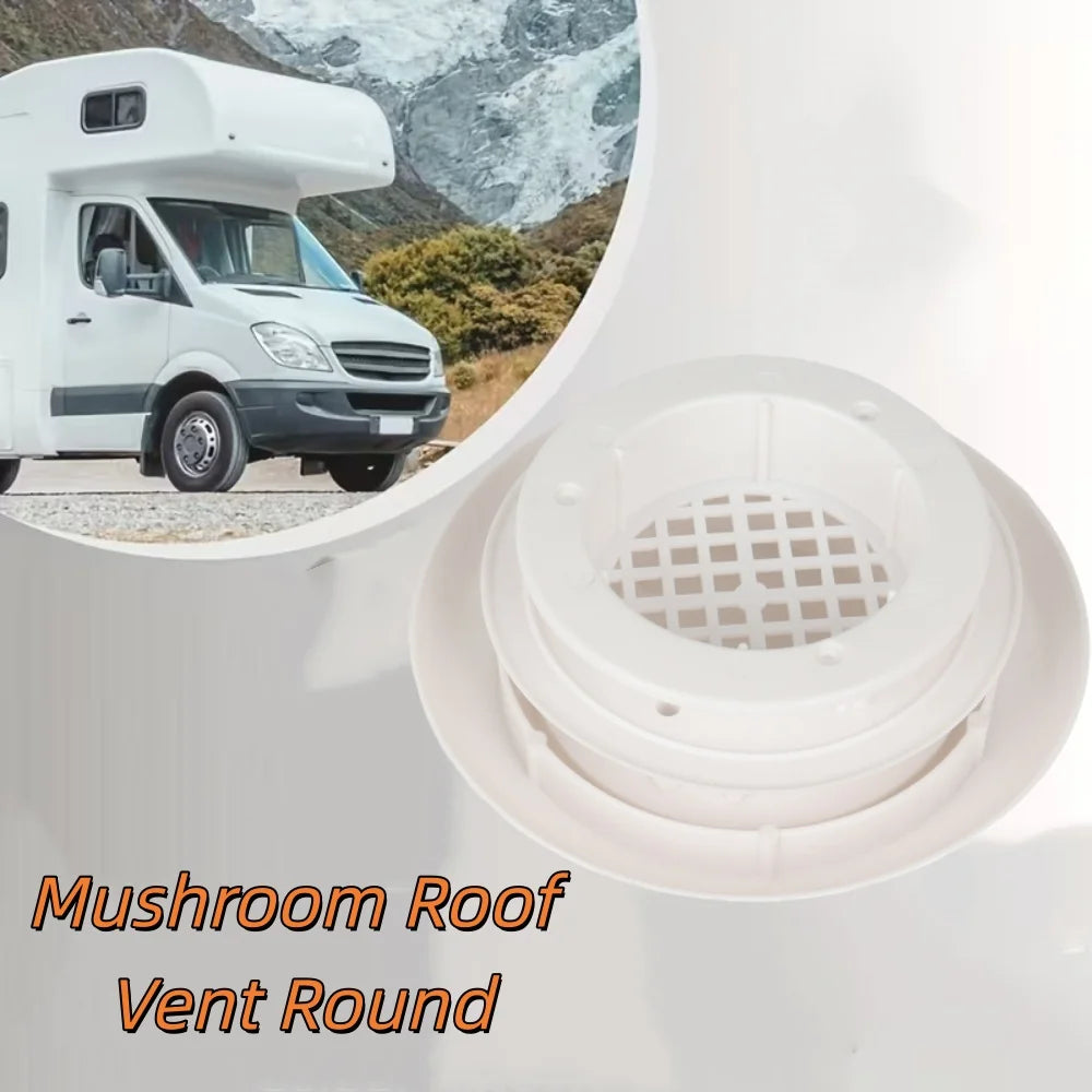 A Round Mushroom Shaped Vent For Rvs Durable Made Of White Plastic Suitable For Recreational Vehicles And Campers