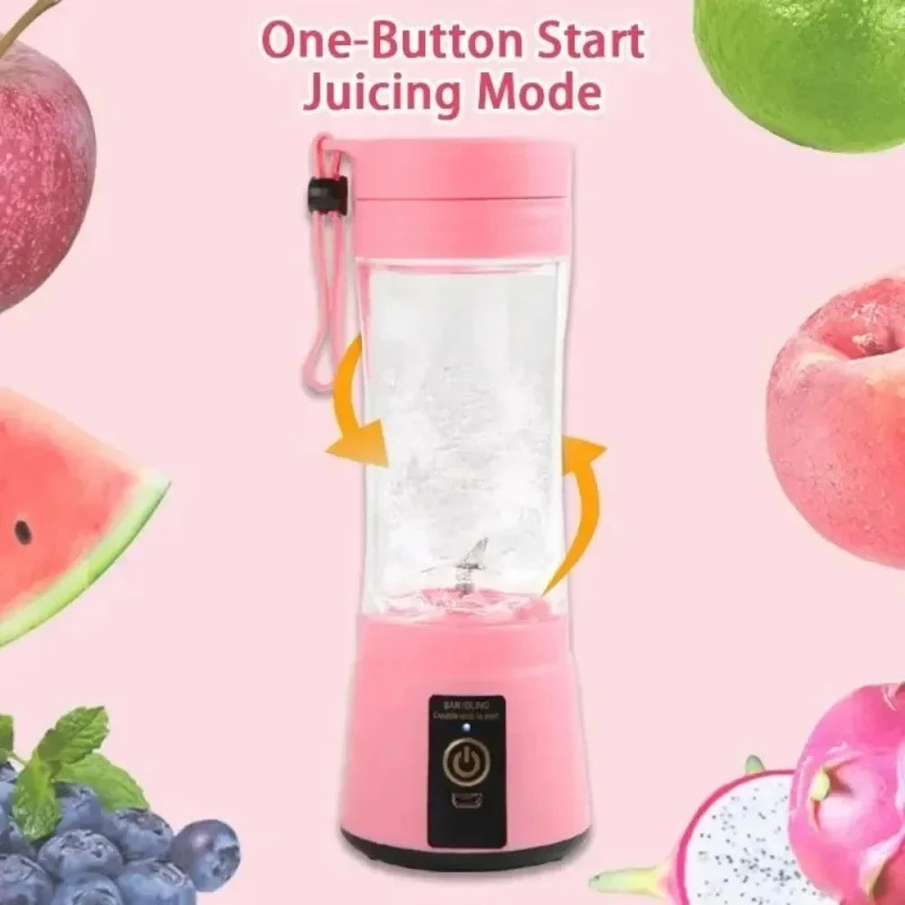 Portable USB Charging Electric Juice Extractor Cup Automatic Mini Juicer with 6 Leaf Blade Head Rechargeable Fruit Blender Cup f