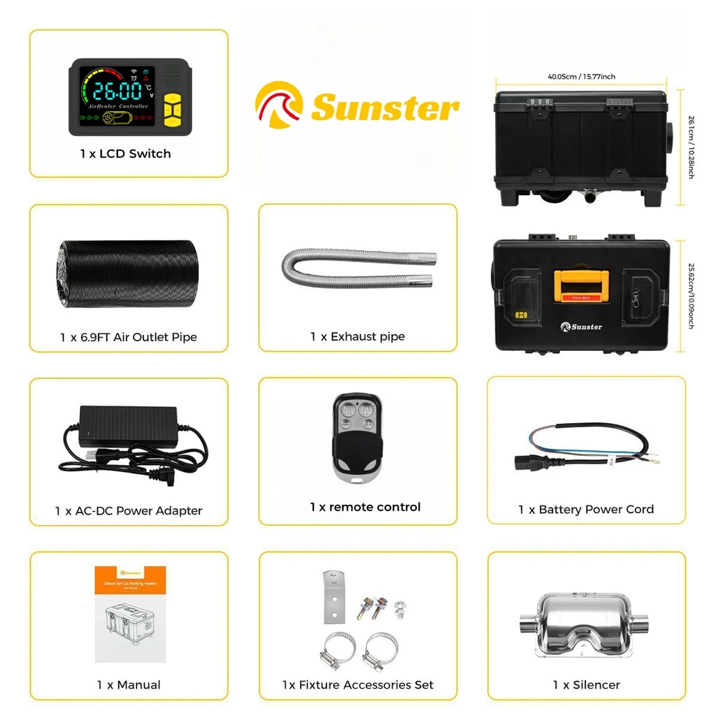 ToolBox 8KW 12V&24V 230V Diesel Air Heater With Bluetooth APP Control &Thermostatic Parking Night heater for Car RV Camper Tent