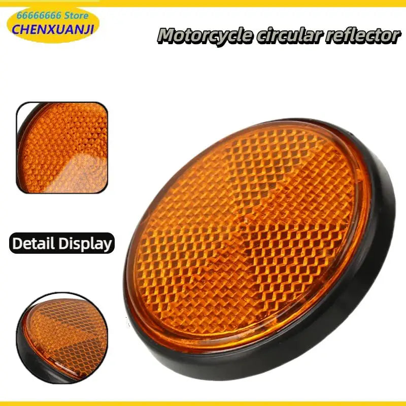 Round Motorcycle Reflector M6 Mounting Screw Night Warning Board for Dirt Bike Electric Scooter Bicycle Rear Tail Safety Lamp