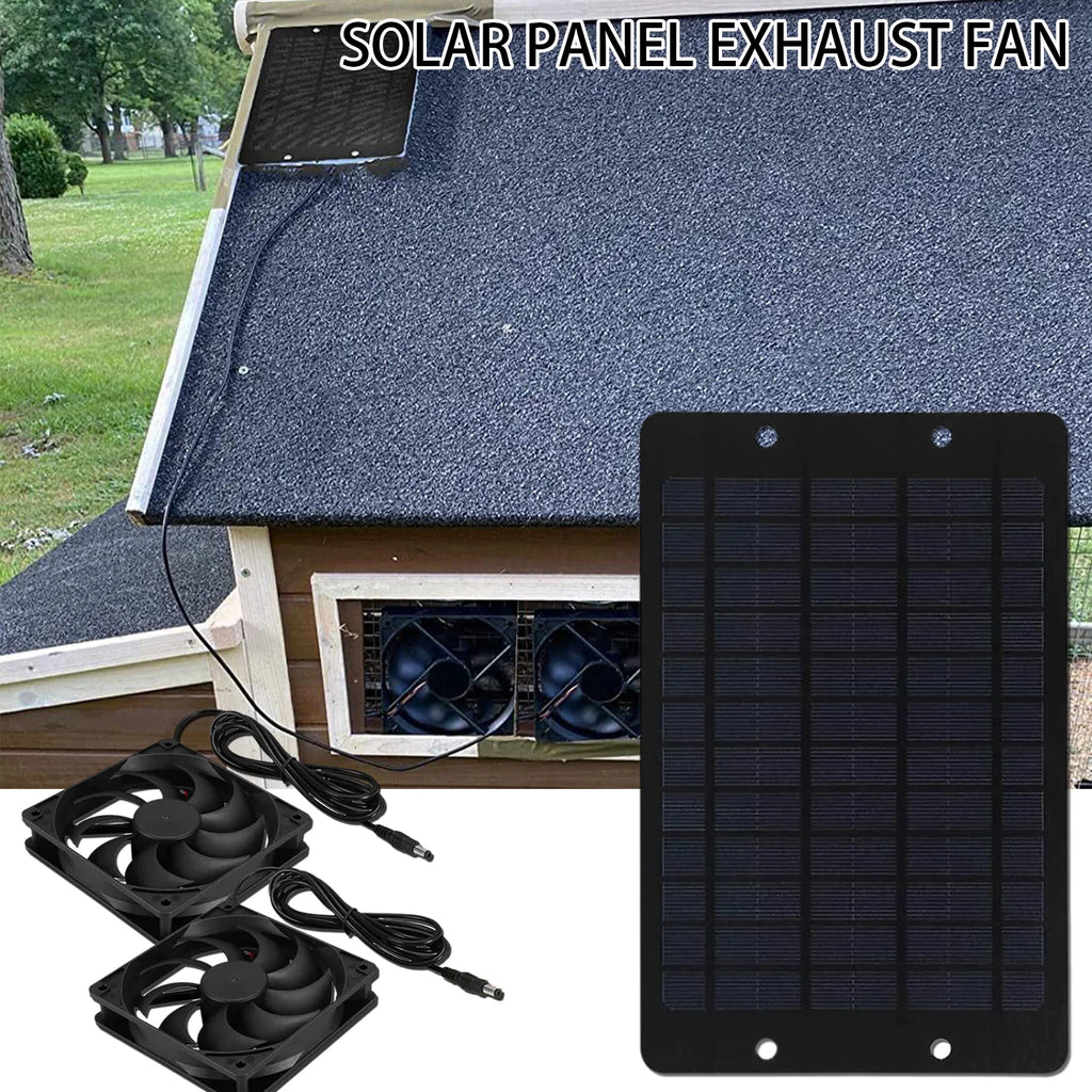 2026 New Solar Exhaust Fan Mini Ventilator Solar Panel Powered Fan Air Extractor for Dog Chicken House RV Greenhouse Fan