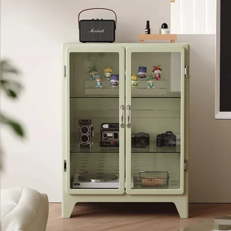 Japanese-style retro iron cabinet metal display cabinet, dining side storage cabinet