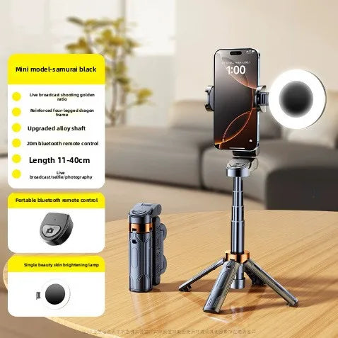 JC25 Mini Extendable Selfie Stick Tripod 4 Feet Foldable Travel Phone Camera Holder with Bluetooth Remote for Vlog Photography