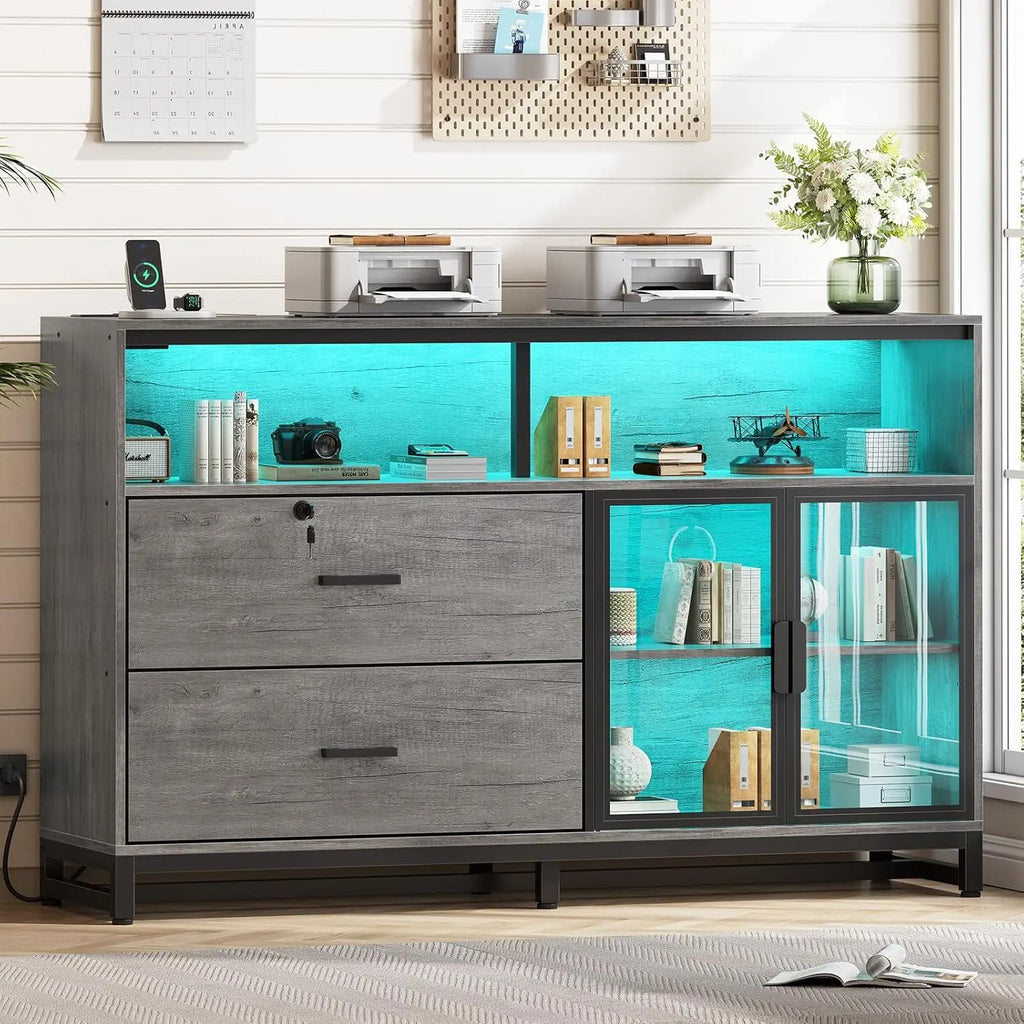 59" File Cabinet, 2 Drawers Filing Cabinets for Home Office fit Legal/Letter/A4 File, File Cabinet with Lock , Customized