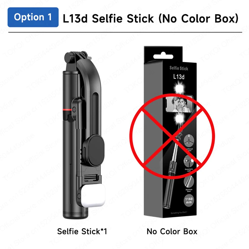 TOKQI L13d Selfie Stick Tripod with Fill Light Wireless Bluetooth, 45.66in Bracket, Portable Tripod for iPhone 17/16 Smartphones