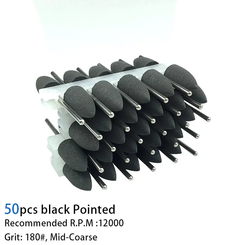 50pcs/bag Dental Polisher Accessories Kit 2.35mm Silicone Rubber Polishers Burs Teeth Whitening Dental Supplies 12Types Optional