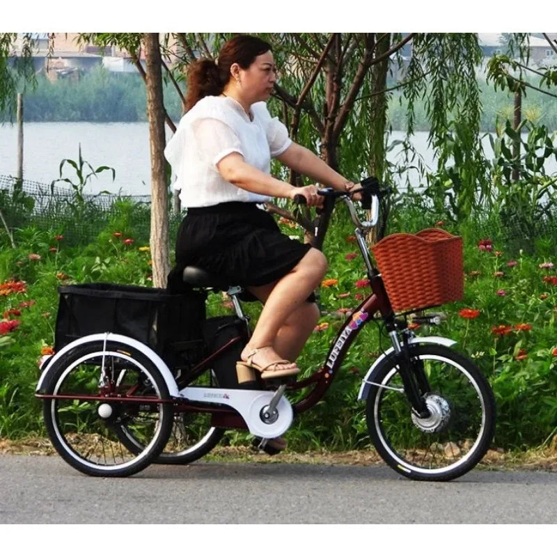 2026 Old Elderly Three Wheel Trike Heavy Load Adult 350W Cheap Cargo Bike Bicycle City 3 Wheel Electric Tricycles Motorcycle
