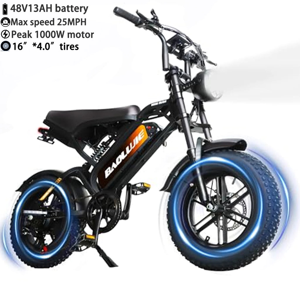 BAOLUJIE Peak 3000W/5000W Dual Motor Electric Bicycle  E-Bike for Adults，Electric Motorcycle 48V/52V Battery，Max Speed 38 MPH