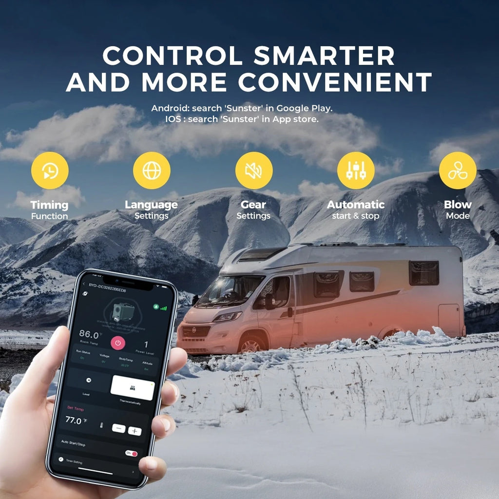 8KW Parking Heater 12V/24V/110-240V Toolbox TB10 Diesel Air Heater LCD & Bluetooth With Altitude Mode For Cars RV Camper tent