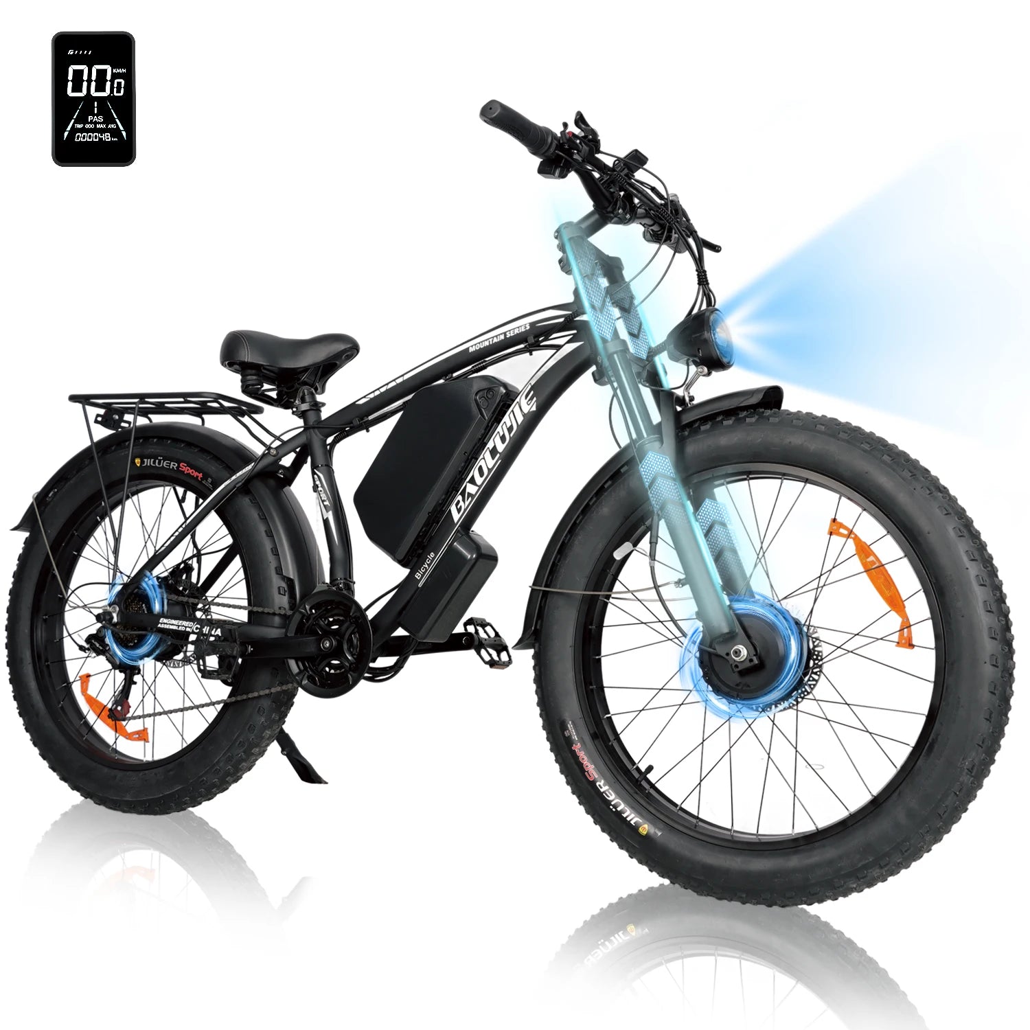 BAOLUJIE 1200W/5000W Ebike Mountain Ebike Fat Tire 48V/52V Battery Electric Bicycle Max 38MPH Electric Bike for Adults Off-road