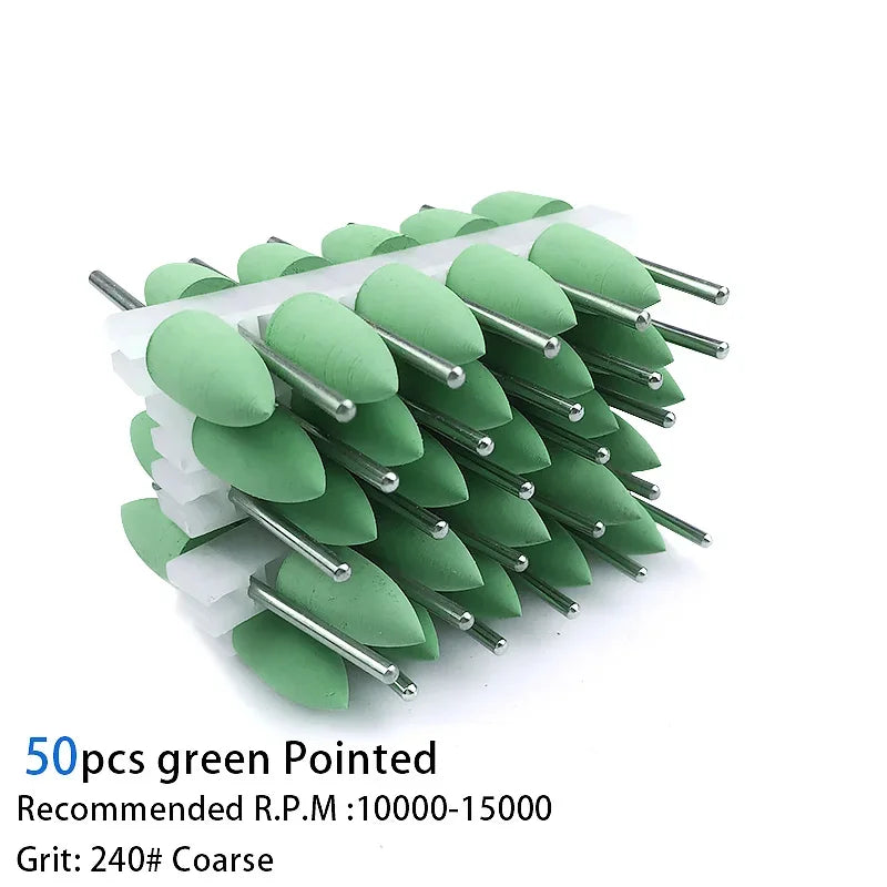 50pcs/bag Dental Polisher Accessories Kit 2.35mm Silicone Rubber Polishers Burs Teeth Whitening Dental Supplies 12Types Optional