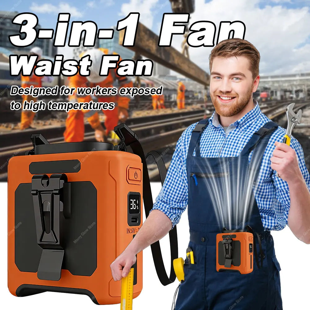 2026 Portable Waist-hanging Fan High-speed Portable Waist-clip Outdoor Construction Site Cool Down USB Mini Neck-hanging