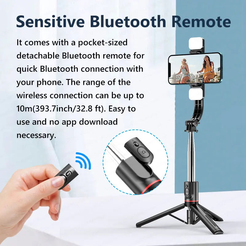 TOKQI L13d Selfie Stick Tripod with Fill Light Wireless Bluetooth, 45.66in Bracket, Portable Tripod for iPhone 17/16 Smartphones