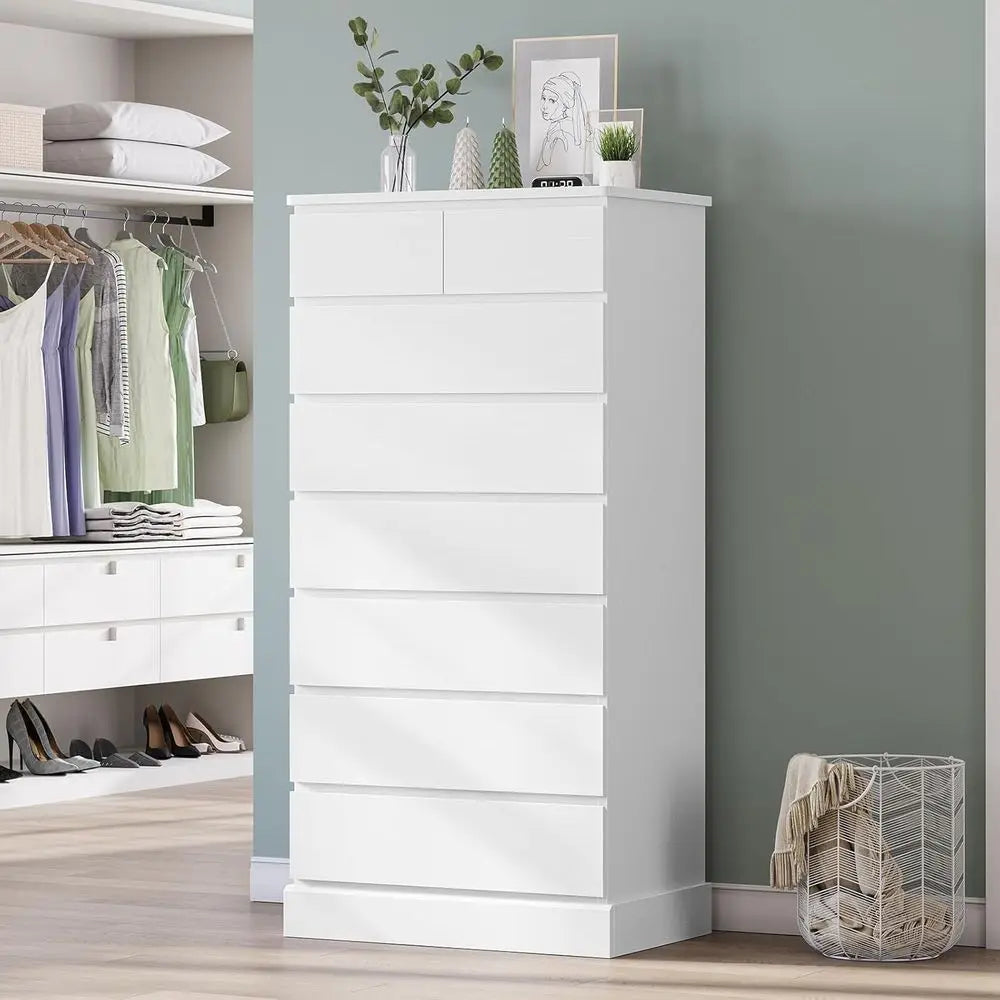 Elegant Tall Dressers and Bedroom Sets with 8 Drawers, 59.6 Tall Dressers, Chests, and Wooden Storage Cabinets, Ideal for Closet