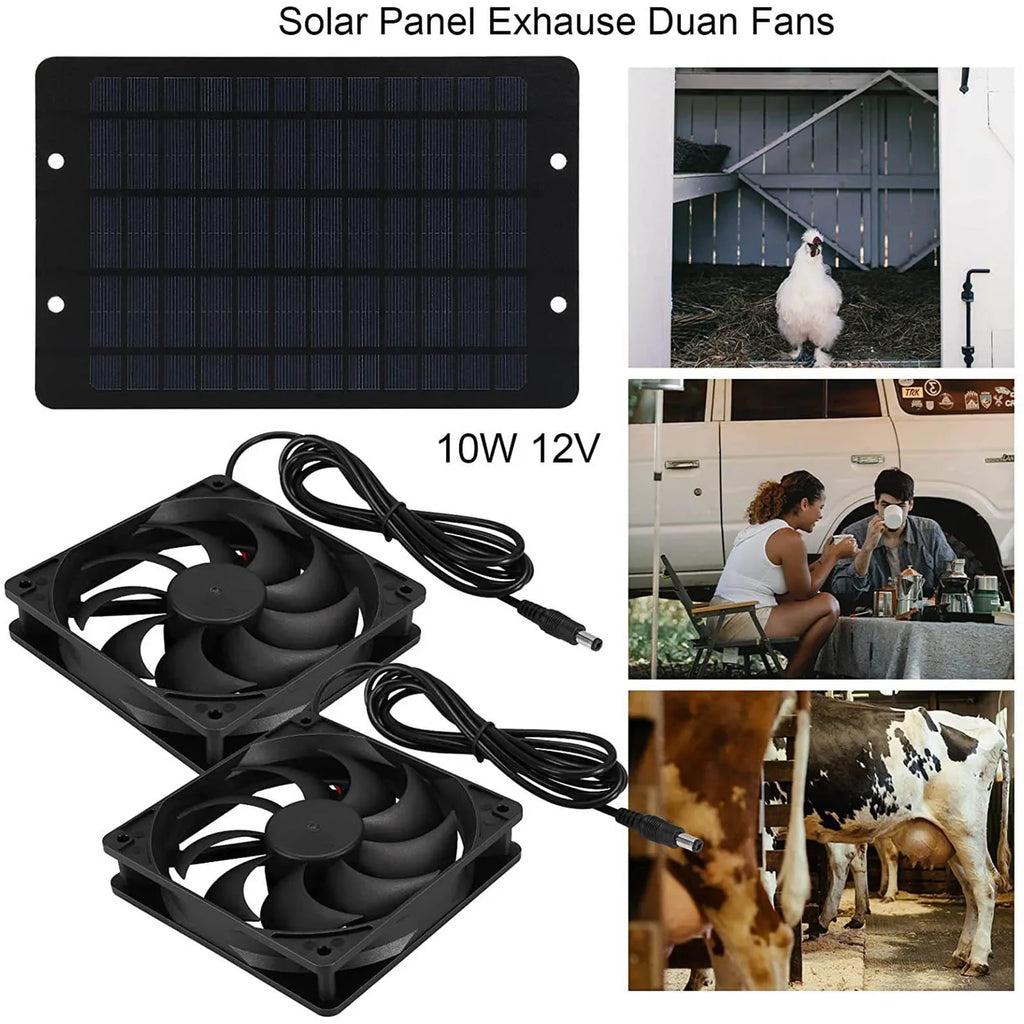 Solar Exhaust Fan  Mini Ventilator Solar Panel Powered Fan Air Extractor for Dog Chicken House RV Greenhouse Fan