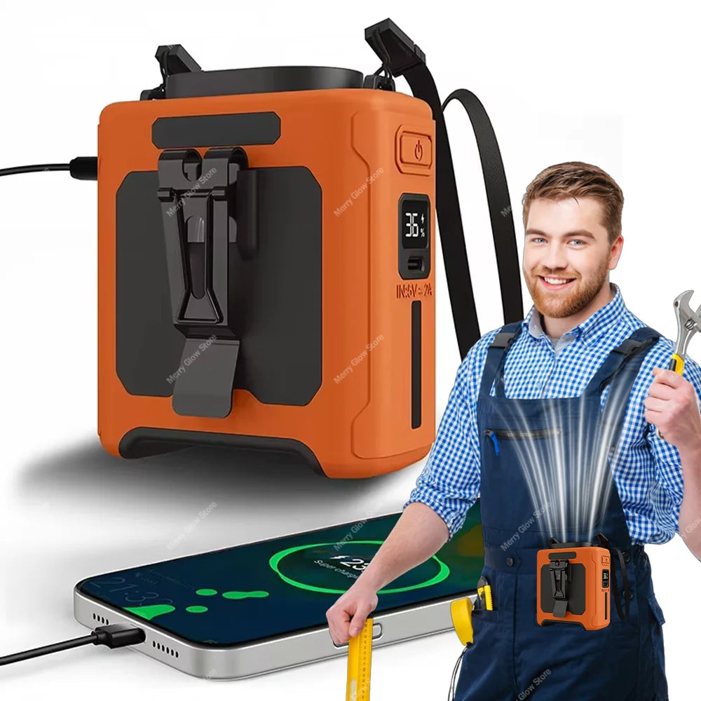 2026 Portable Waist-hanging Fan High-speed Portable Waist-clip Outdoor Construction Site Cool Down USB Mini Neck-hanging