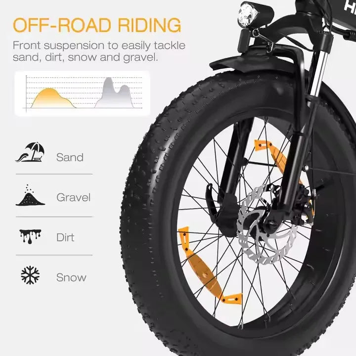 EU PL Warehouse 500W Fatbike 48V Foldable Mountain Electric Bike for Adults