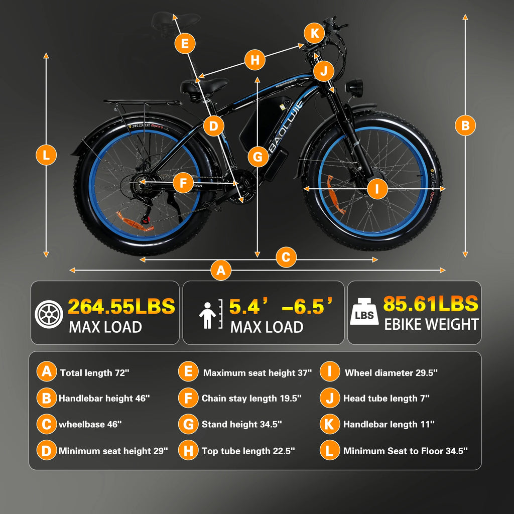 BAOLUJIE Peak 3000W/5000W Dual Motor Electric Bicycle  E-Bike for Adults，Electric Motorcycle 48V/52V Battery，Max Speed 38 MPH