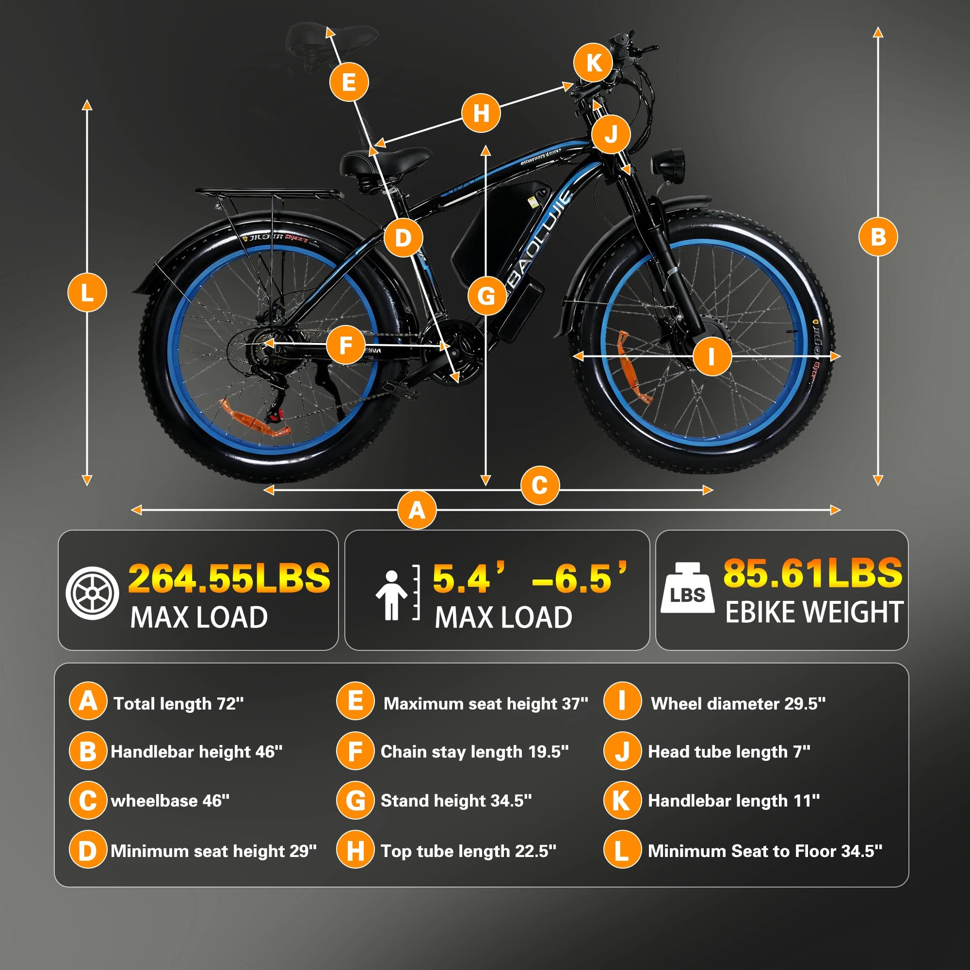 BAOLUJIE Peak 3000W/5000W Dual Motor Electric Bicycle  E-Bike for Adults，Electric Motorcycle 48V/52V Battery，Max Speed 38 MPH