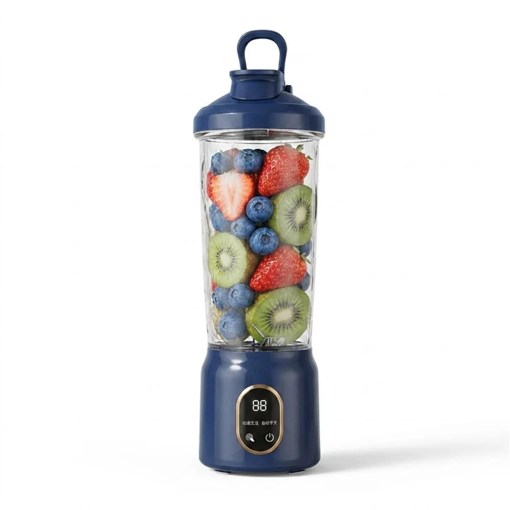 USB Rechargeable Portable Electric Juicer 600ML Capacity Cordless Juice Cup Blender Plastic Digital Display Fruit Blender