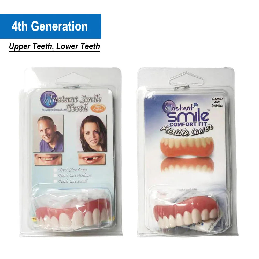 5Pcs Upper Lower Fake Tooth Veneers Temporary Denture Brace Snap False Teeth Whitening Restoration Repair Filling Materials Kits