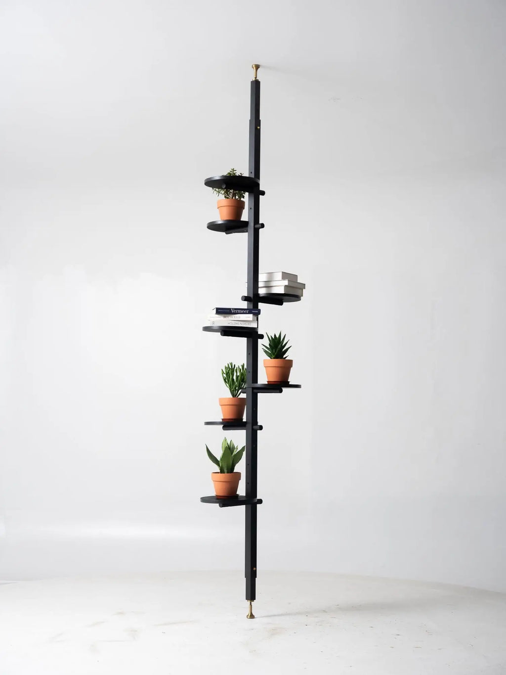 Square tray rotatable shelf Mid-style telescopic floor-to-ceiling bookshelf multi-functional solid wood