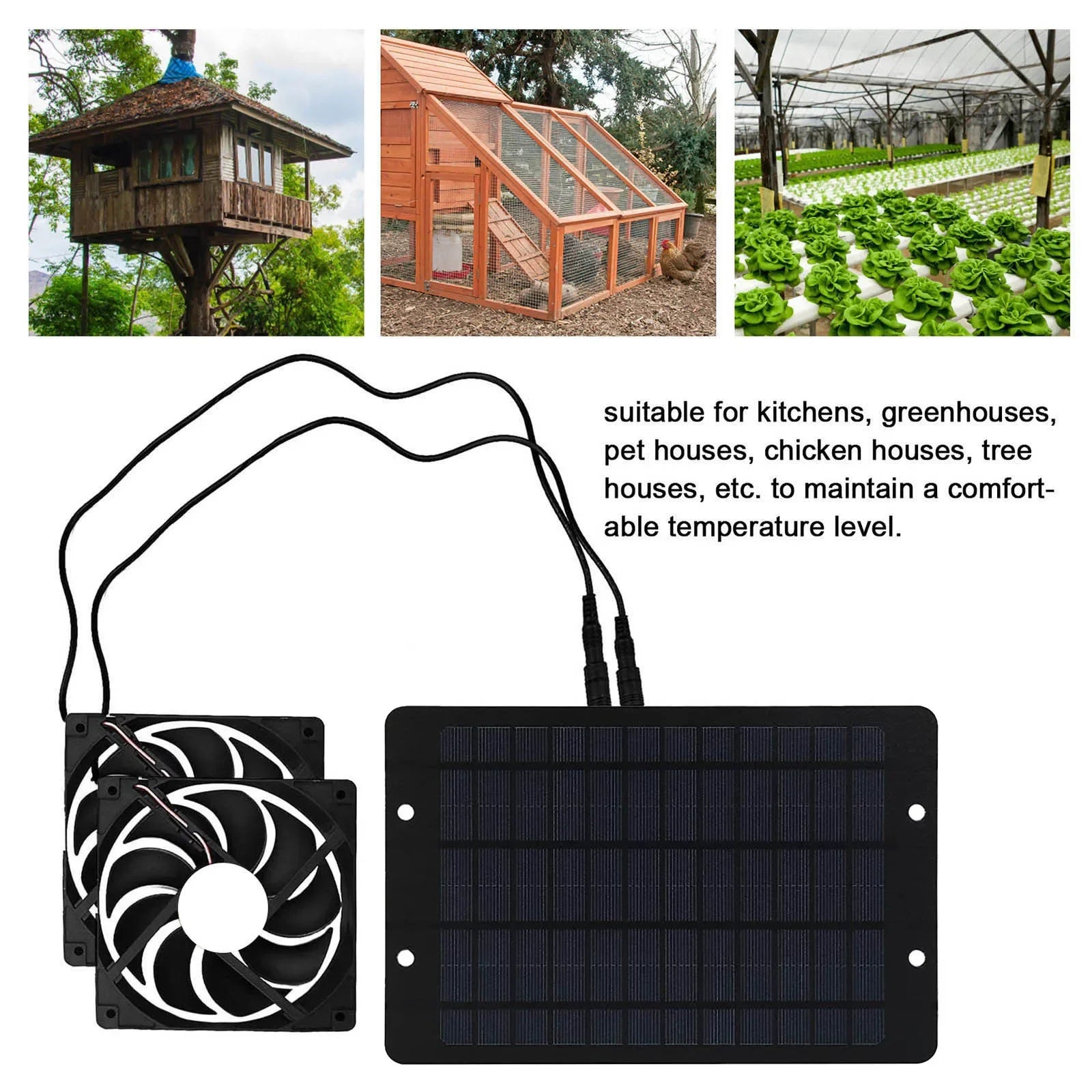 2026 New Solar Exhaust Fan Mini Ventilator Solar Panel Powered Fan Air Extractor for Dog Chicken House RV Greenhouse Fan
