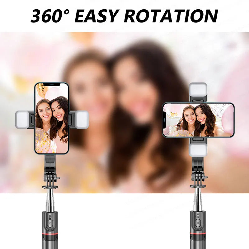 TOKQI L13d Selfie Stick Tripod with Fill Light Wireless Bluetooth, 45.66in Bracket, Portable Tripod for iPhone 17/16 Smartphones