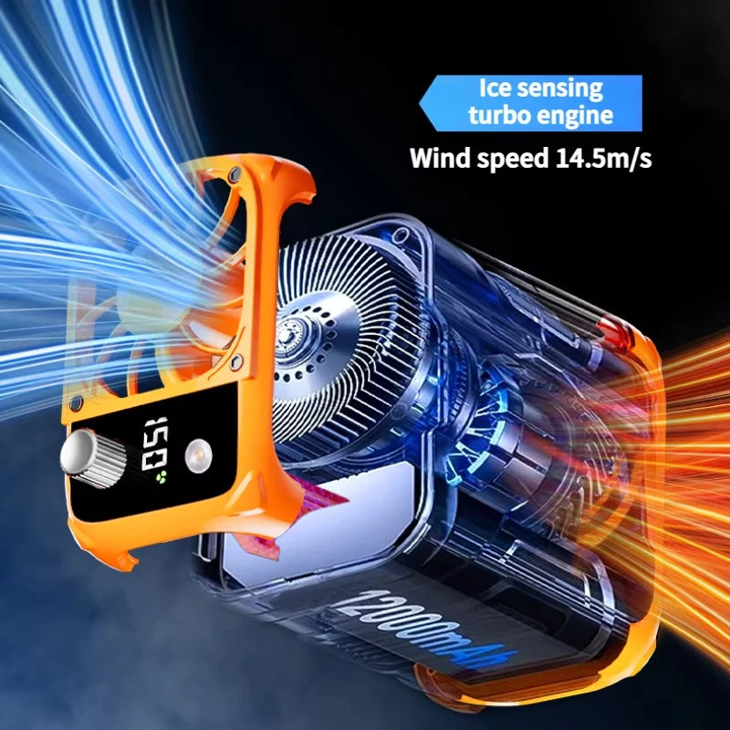 Mini high-speed waist fan, bladeless USB hanging neck fan, outdoor multifunctional mobile power lighting digital display fan