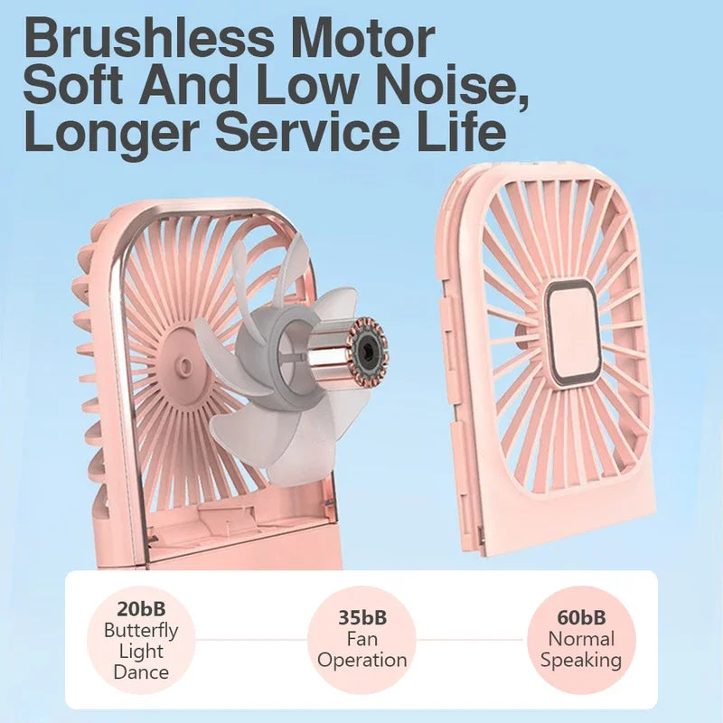 Mini Usb Rechargeable Fan Foldable Neck Hanging and Desktop Dual Use Fan for Home and Outdoor Cooling