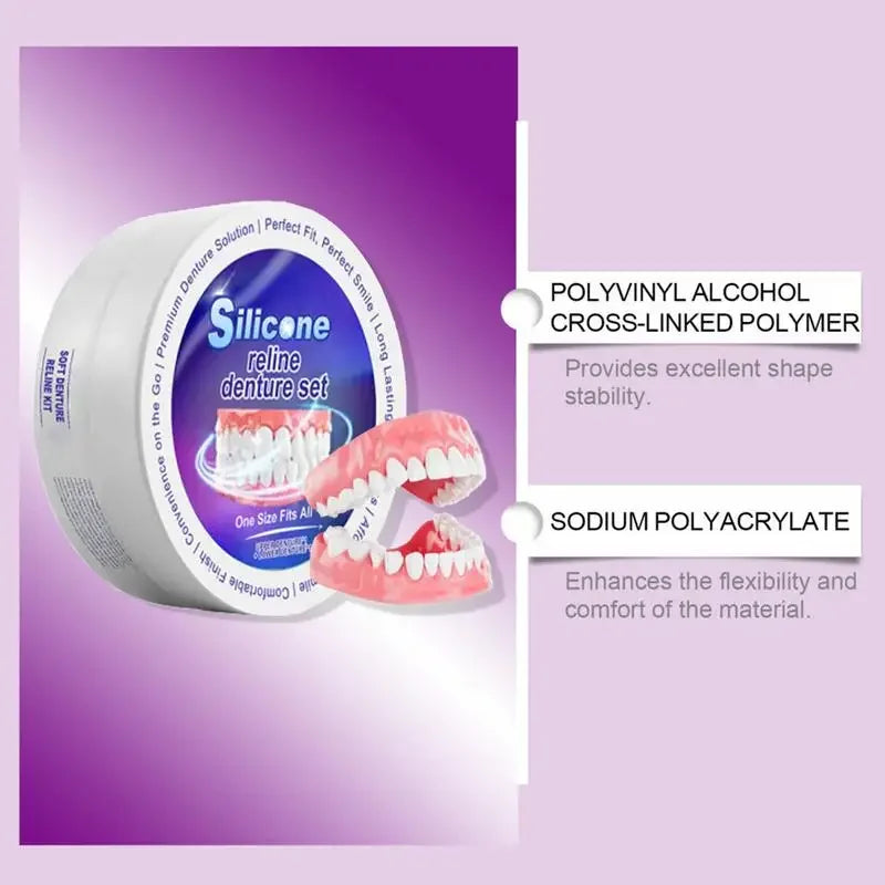 Silicone Denture Set Fit Temporary Orthodontic Teeth Dentures Fake Tooth Oral Hygiene Care Whitening Dentures Simulation Braces