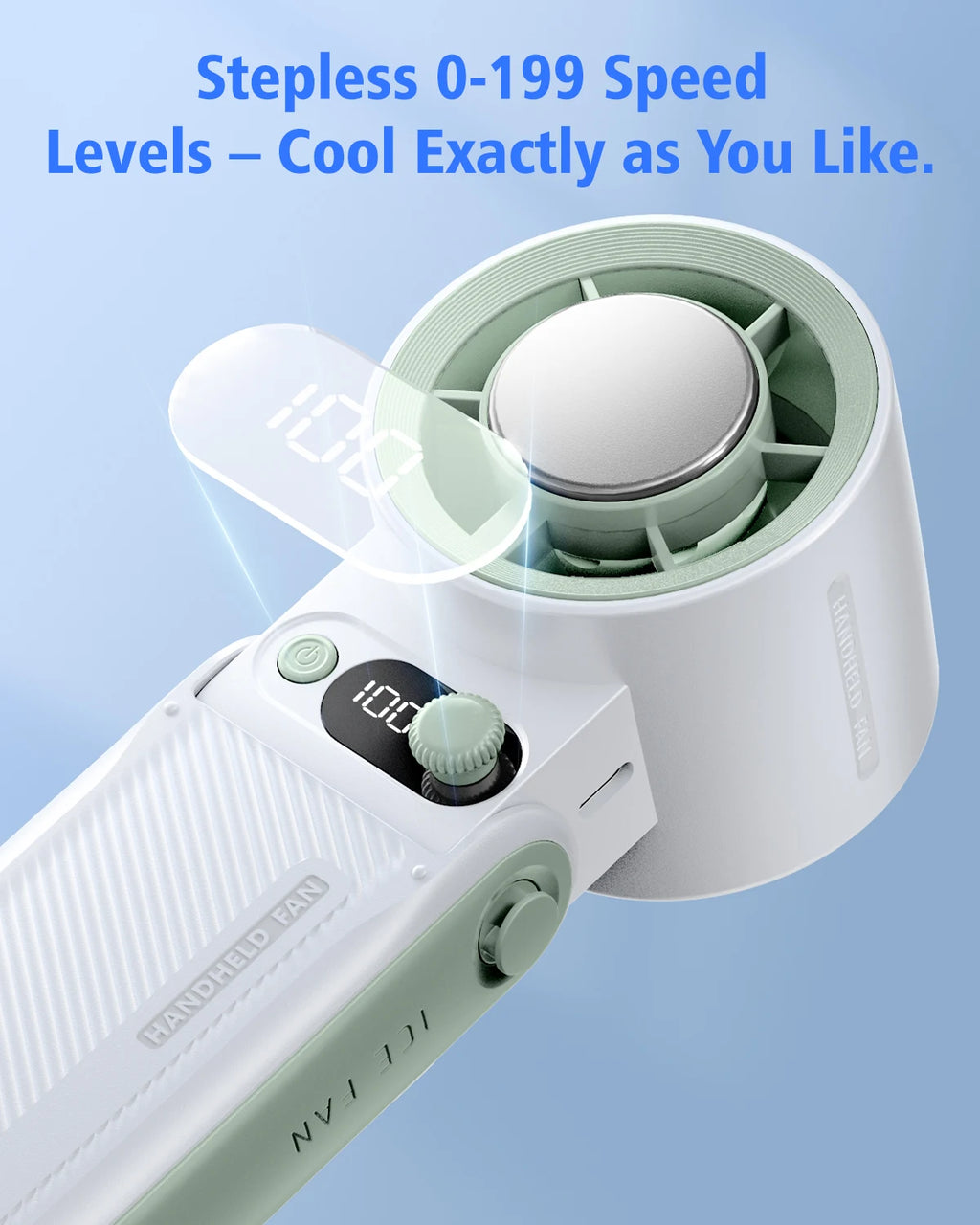 Eary Portable Handheld Mini Fan Foldable Neck Hanging 6000mAh 1-199 Speeds Wind USB Rechargeable Type-C Pocket Fan with Lanyard