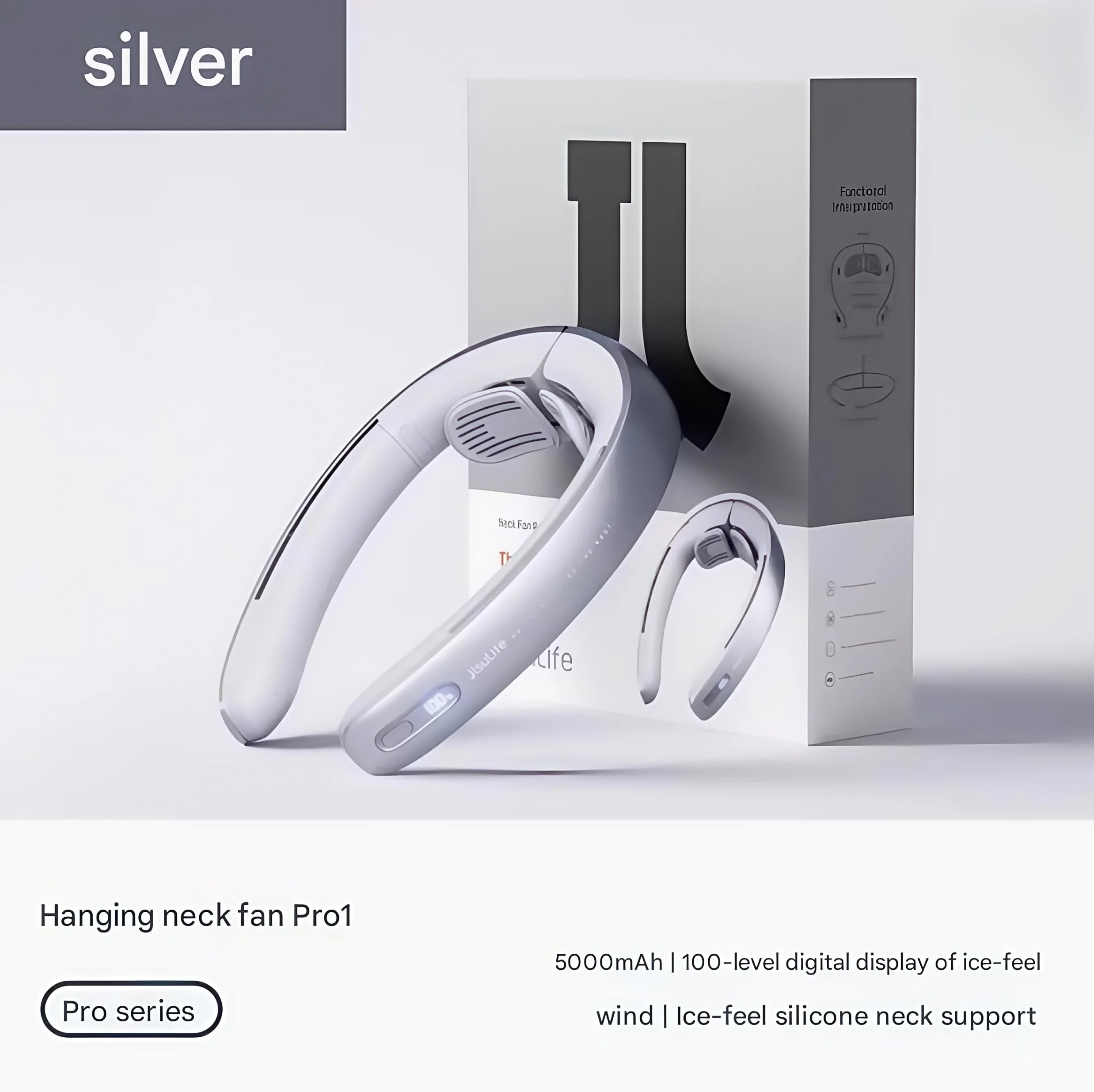 Small fan portable small USB charging mini lazy neck hanging neck leafless turbine light sound wearable adjustable