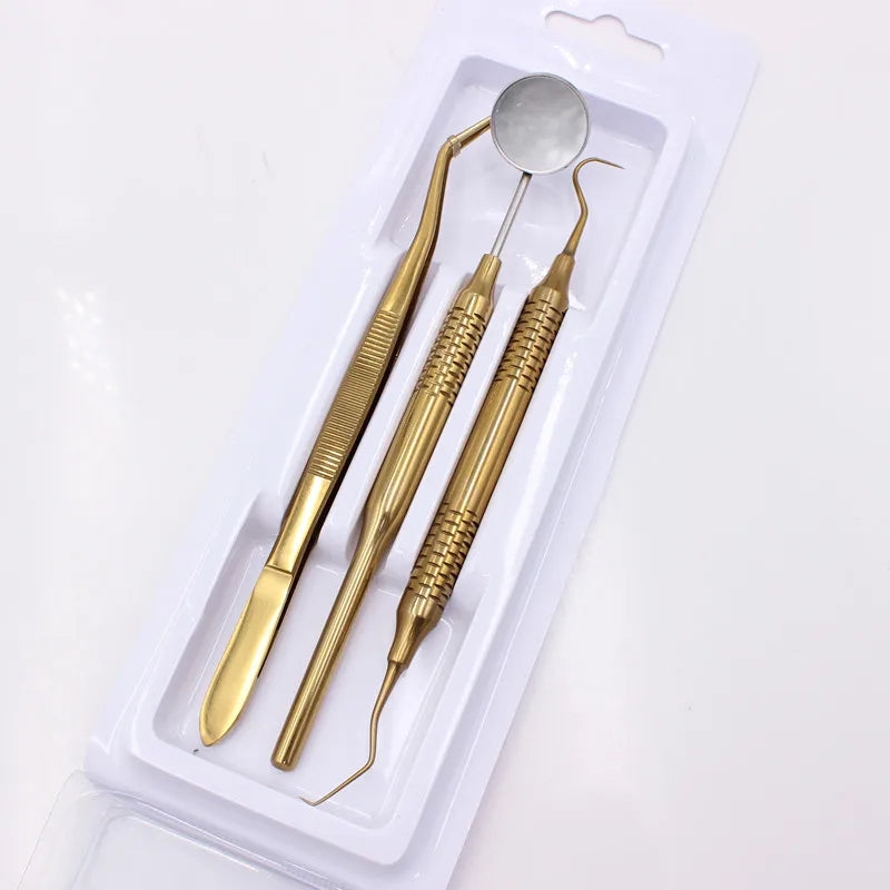 3pcs/pack Stainless Steel Dental Tools Kit Dentistry Lab Mouth Mirror Dentists Pick Tool Teeth Scaler for Teeth Whitening Kit