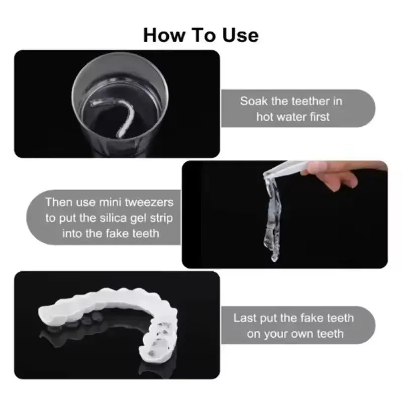 Teeth Veneers Whitening Dentures Braces Temporary False Teeth Cover Perfect Smile Comfortable Fit Denture Kit
