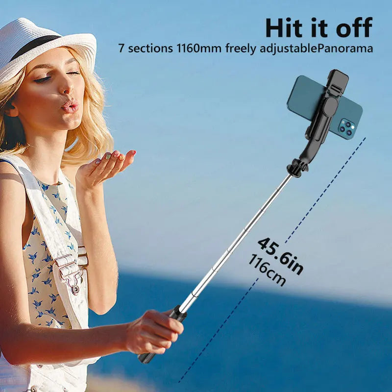 TOKQI L13d Selfie Stick Tripod with Fill Light Wireless Bluetooth, 45.66in Bracket, Portable Tripod for iPhone 17/16 Smartphones