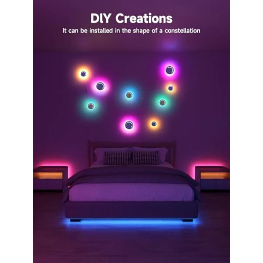 Smart Wall Light, 9-Piece LED DIY Constellation Light, RGB Color Changing, Music Sync, App and Remote Control, Ambient Lighting