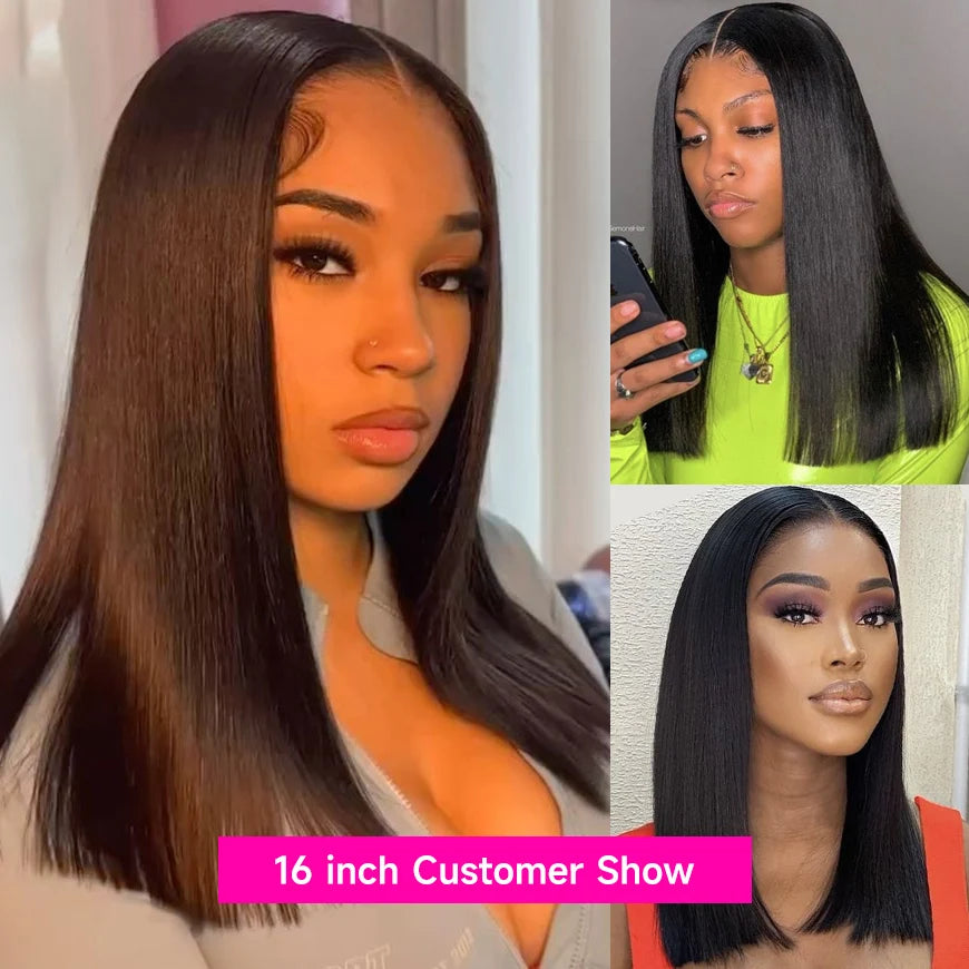 250% Density Bone Straight 13x4 Bob Lace Frontal Wig Human Hair Raw Vietnamese Double Drawn Lace Front Human Hair Wigs For Women