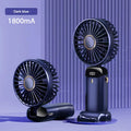 Handheld Mini Fan Wireless USB Rechargeable Portable Digital Display Phone Holder Fan 5 Speed Foldable Neck Hanging Small Fans