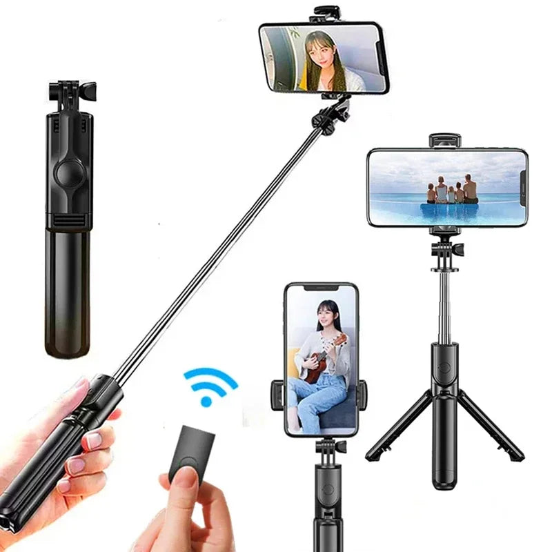 Portable Tripod for Mobile Phone Selfie Stick With Remote Control Telescopic Phone Bluetooth Stick For Huawei iPhone 13 Android