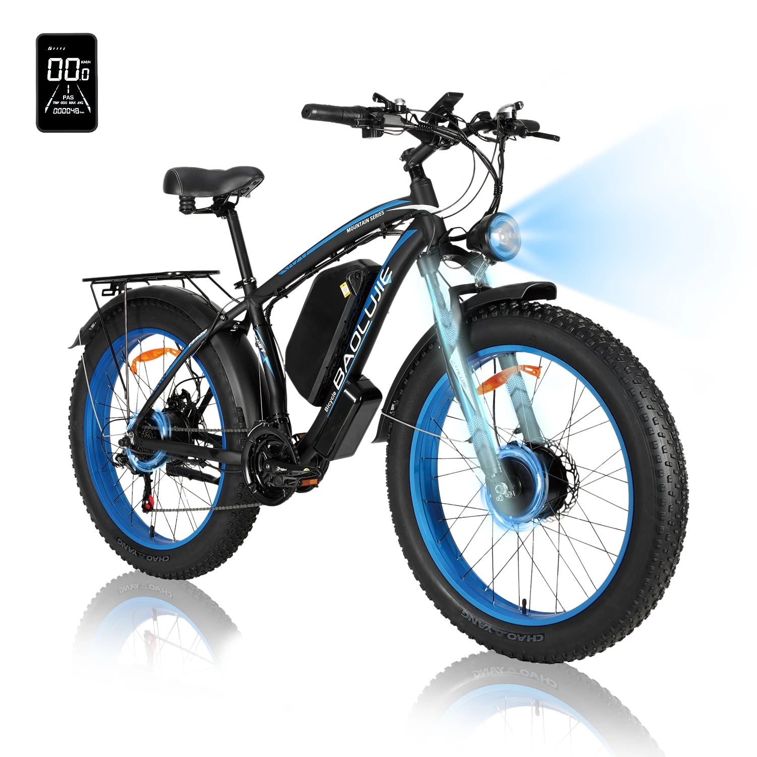 BAOLUJIE 1200W/5000W Ebike Mountain Ebike Fat Tire 48V/52V Battery Electric Bicycle Max 38MPH Electric Bike for Adults Off-road