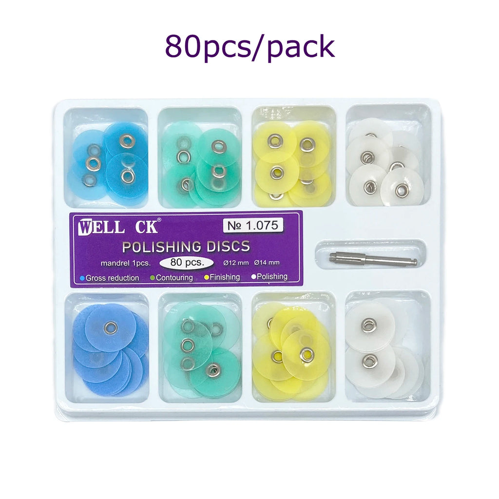 WELL CK 40/80Pcs Dental Polishing Discs Gross Reduction Contouring Mandrel Stripes Set Dental Materials Teeth Whitening