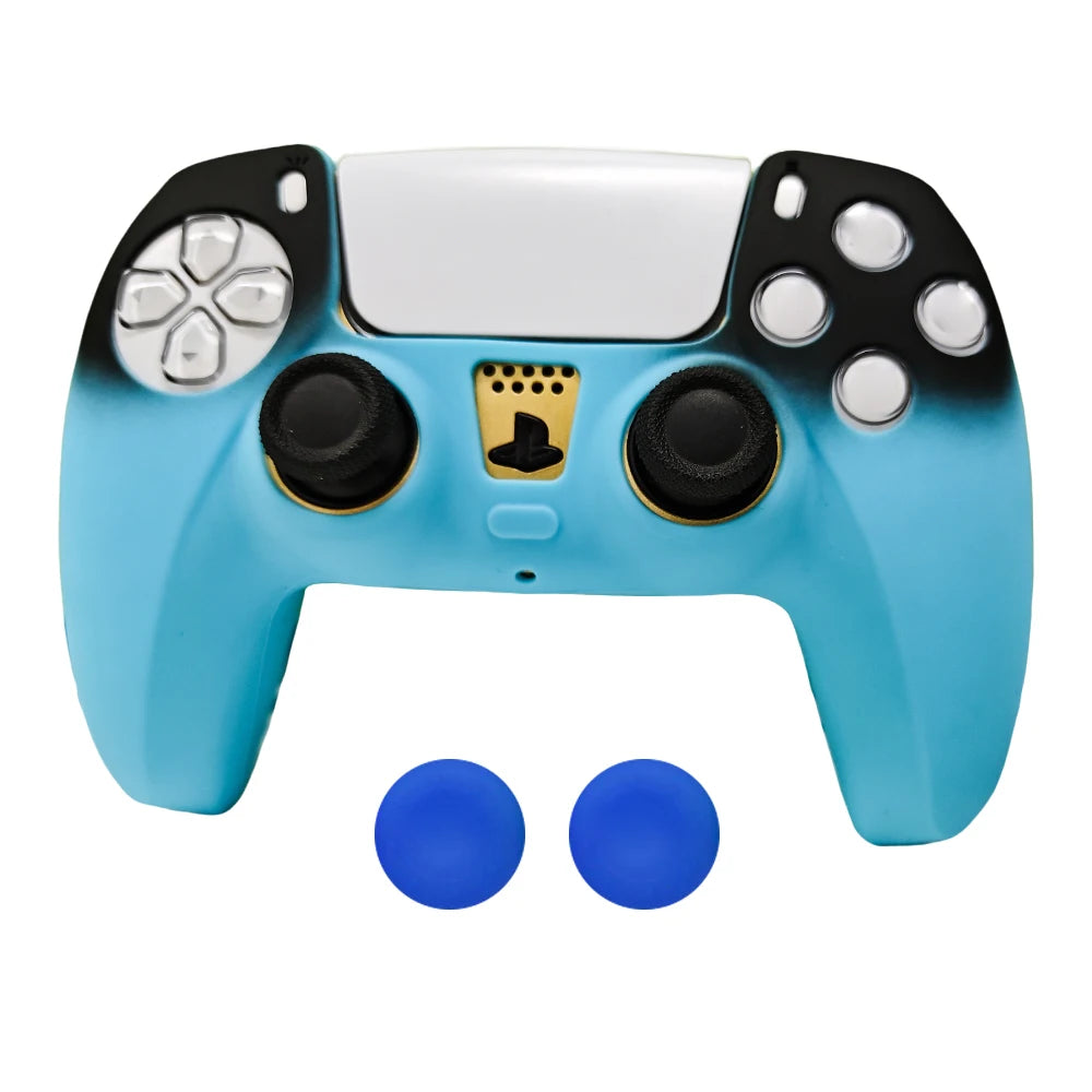 Controller Skin Shell for PS5 Controller Silicone Cover Case with Rubber Thumb Grip Gaps Touch Pad Sticker For PS5 Fit In Dock