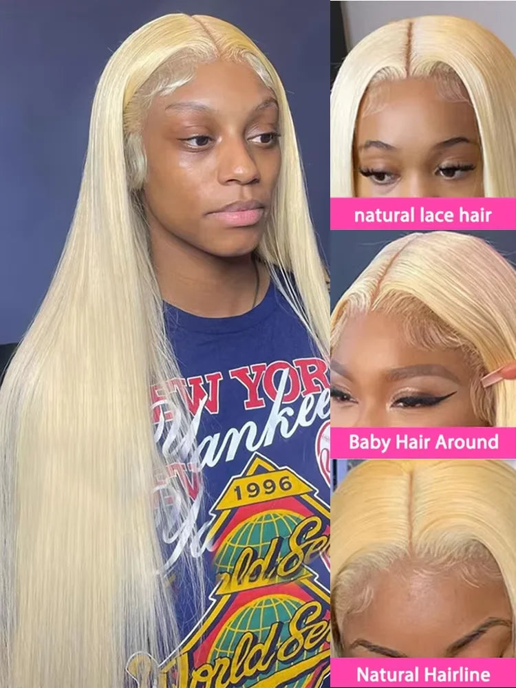 46 Inches Long Straight Honey Blonde Colored Remy Human Hair 13x4 HD Lace Full Frontal 613 Hair Wigs 13x6 Lace Full Front Wigs